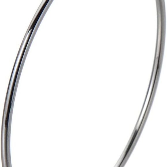 Statement 80mm Stainless Steel Huggie Earrings in Elegant Silver Finish - Picture 3 of 5